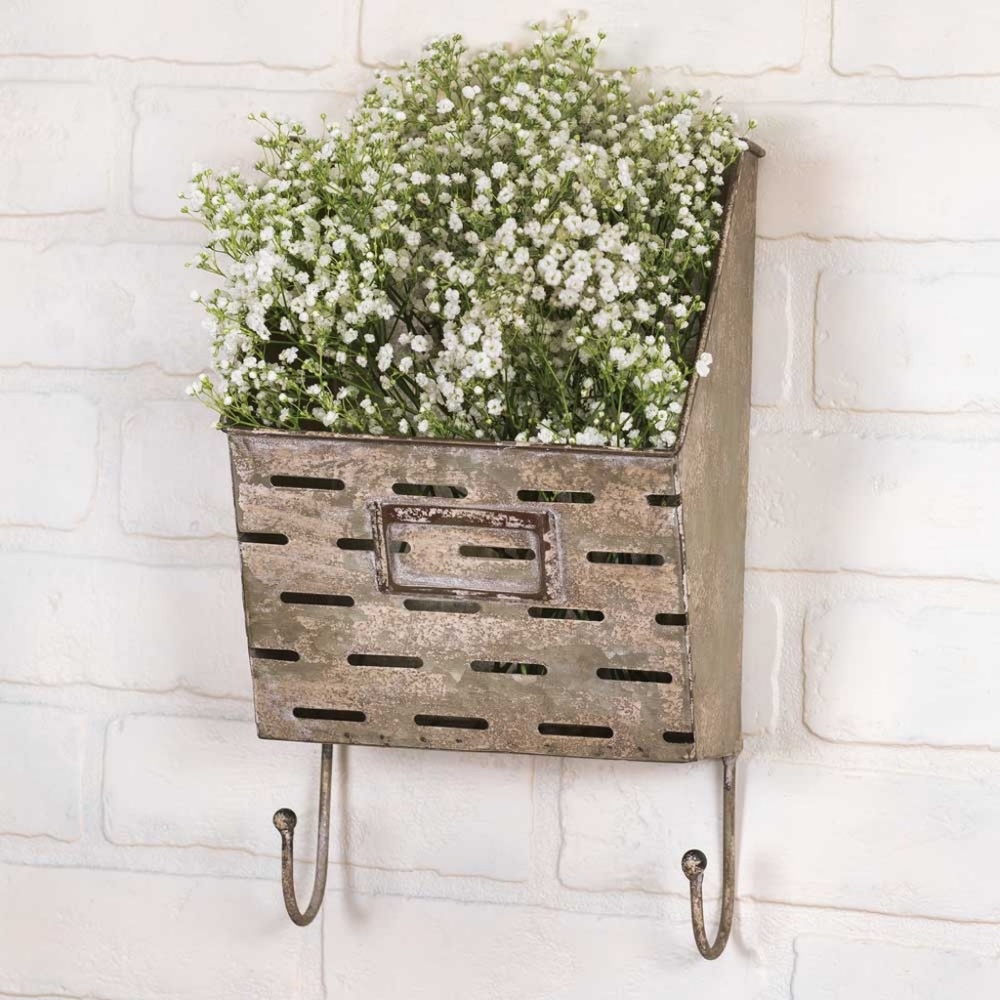 Vintage Style Wall Pocket w/ Hooks